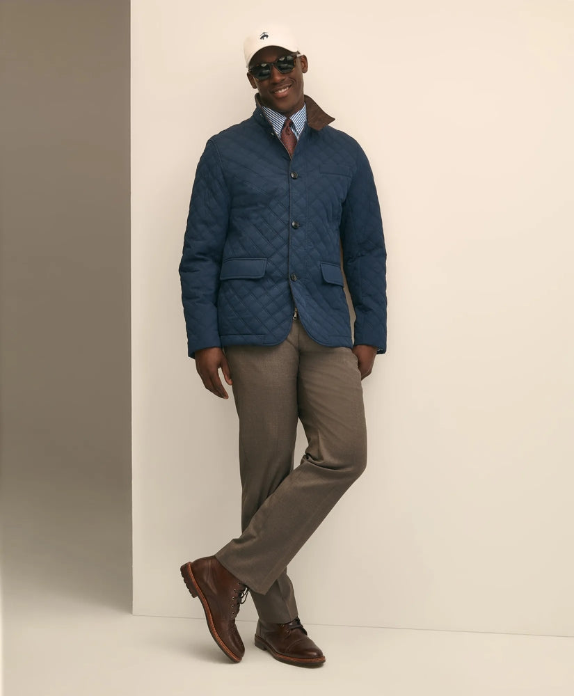 Diamond-Quilted Blazer in Cotton Blend / Brooks Brothers Men