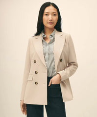 Double-Breasted Peak Lapel Jacket in Fine Twill Stretch Crepe / Brooks Brothers Women
