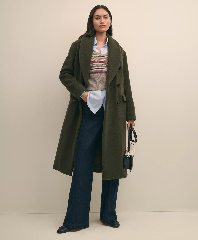 Double-Faced Wool Shawl-Collar Coat / Brooks Brothers Sale