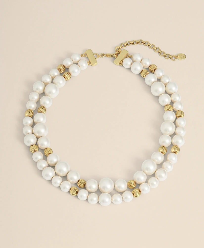 Double Strand Gold-Tone Faux-Pearl Necklace / Brooks Brothers Women
