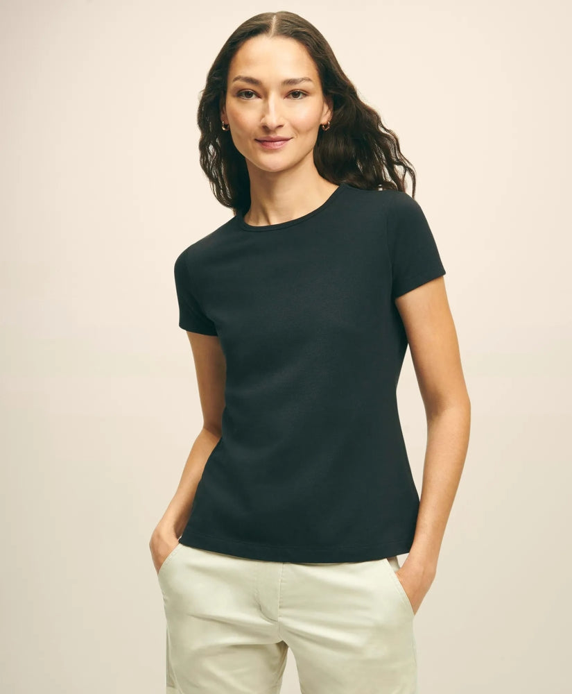 Elevated Cotton Modal Pique T-Shirt / Brooks Brothers Women