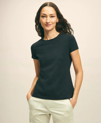 Elevated Cotton Modal Pique T-Shirt / Brooks Brothers Women