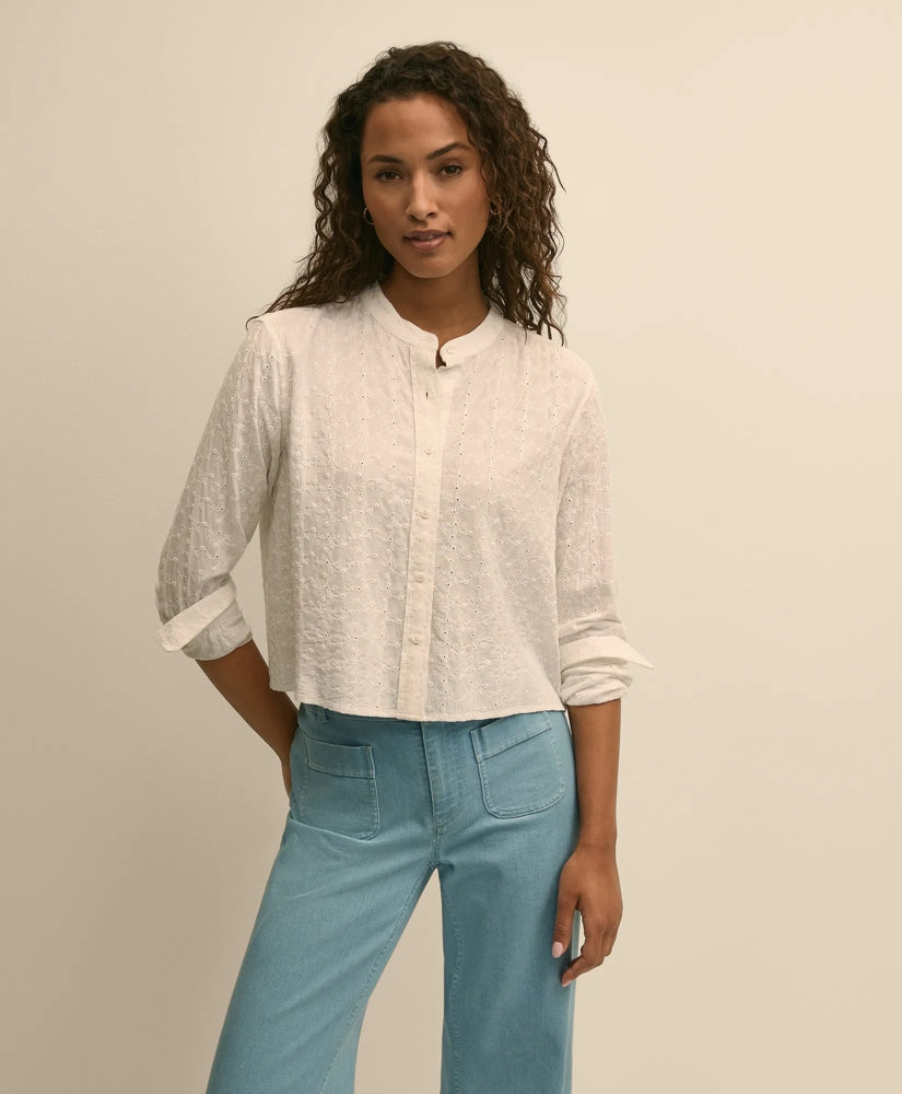 Embroidered Cropped Shirt / Brooks Brothers Women