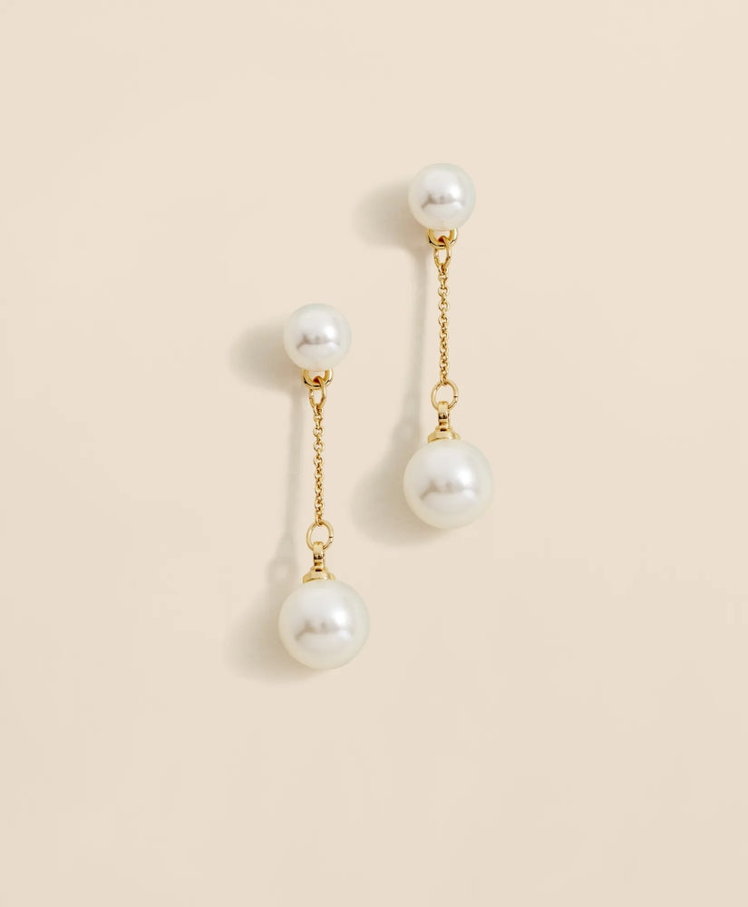 Faux-Pearl-Drop Fine-Chain Earrings / Brooks Brothers Women