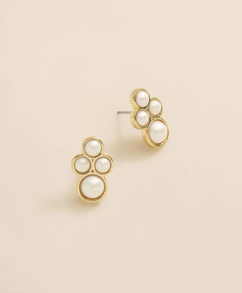 Faux-Pearl Gold-Plated Cluster Earrings / Brooks Brothers Women