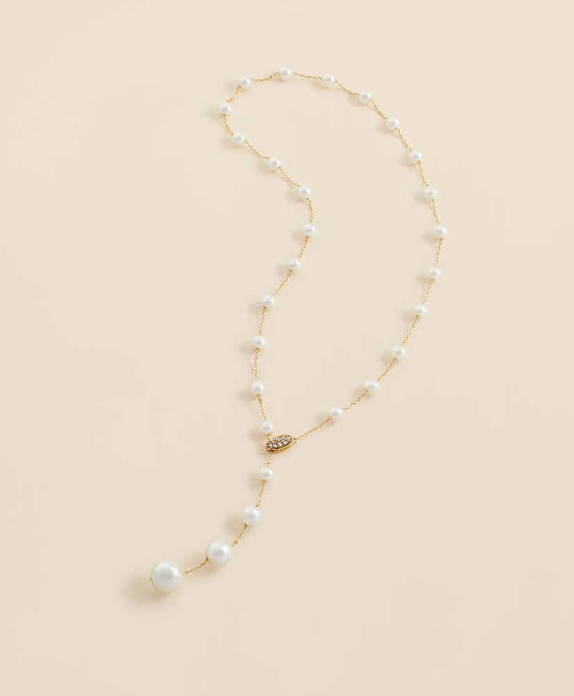 Faux Pearl & Gold-Toned Y-Neck Necklace / Brooks Brothers Women