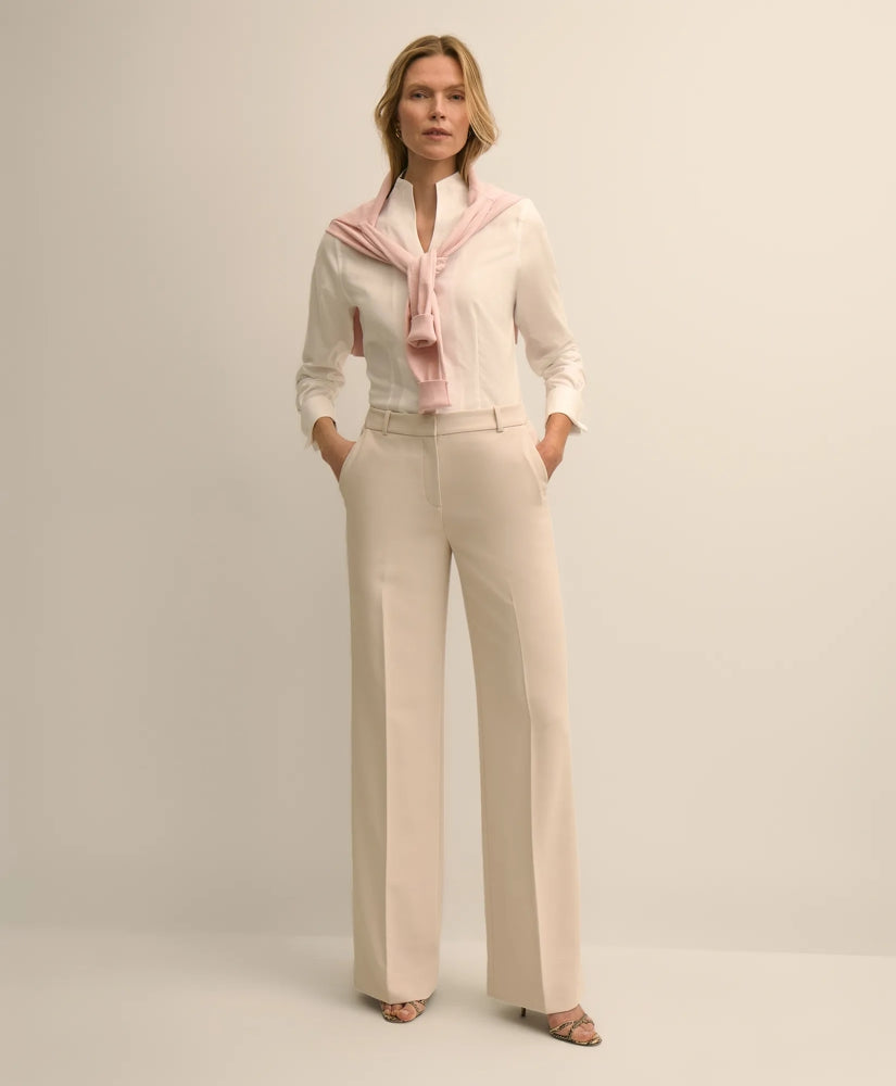 Fitted Funnel Neck Shirt in Non-Iron Royal Oxford Cotton / Brooks Brothers Shirts