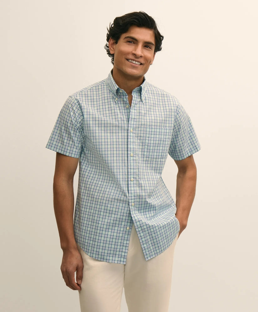 Friday Shirt, Short-Sleeve Poplin Check / Brooks Brothers Men