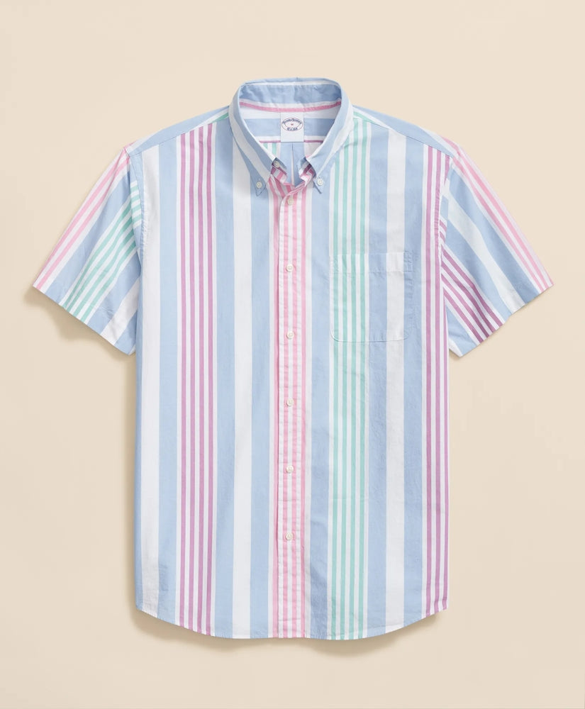 Friday Shirt, Short-Sleeve Poplin Awning Stripe / Brooks Brothers Sale