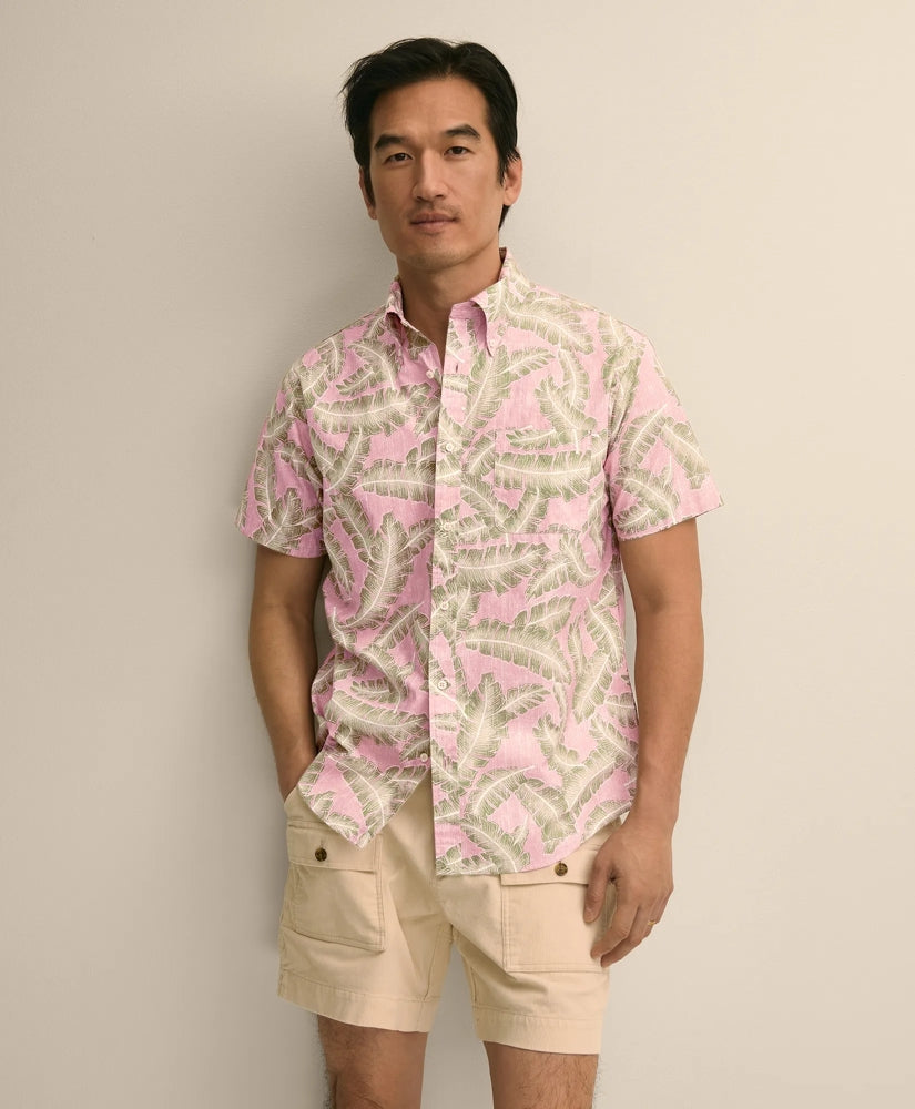 Friday Shirt, Short-Sleeve Poplin Palm Leaf / Brooks Brothers Shirts
