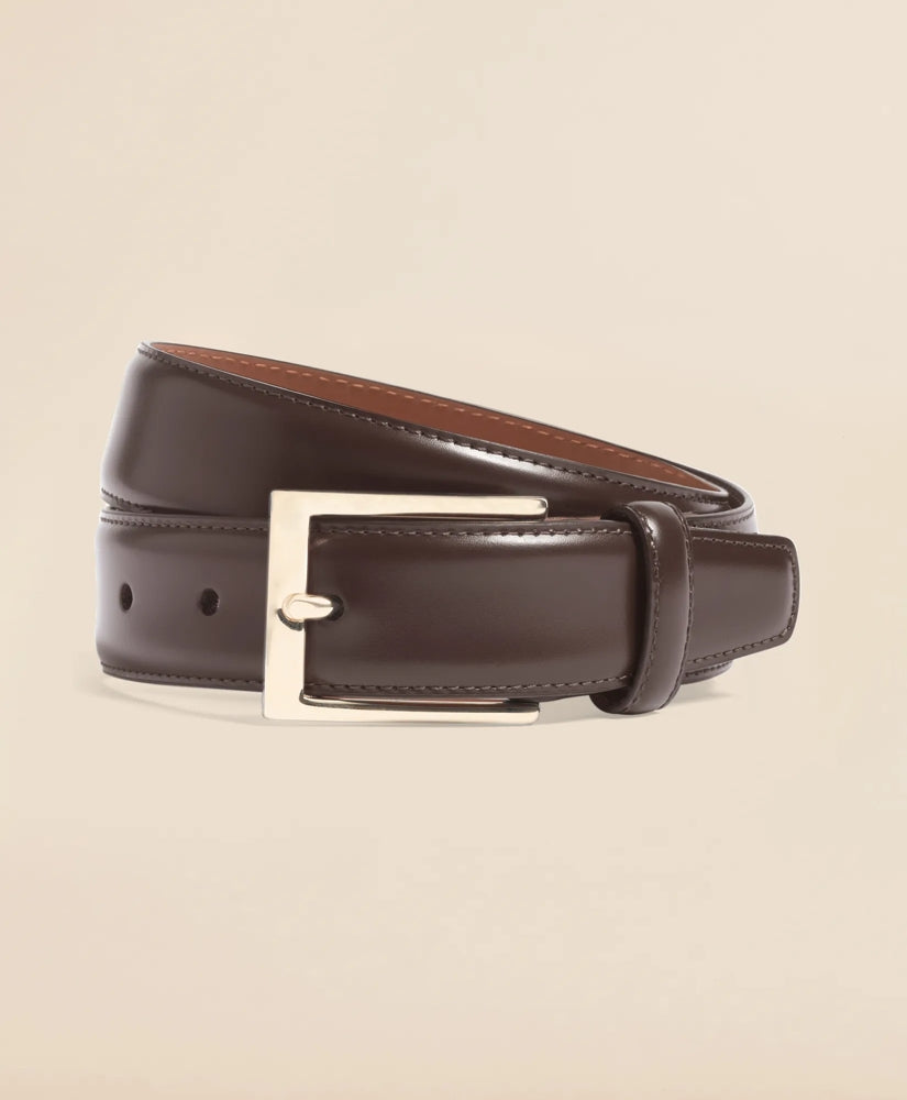 Gold Buckle Leather Dress Belt / Brooks Brothers Men