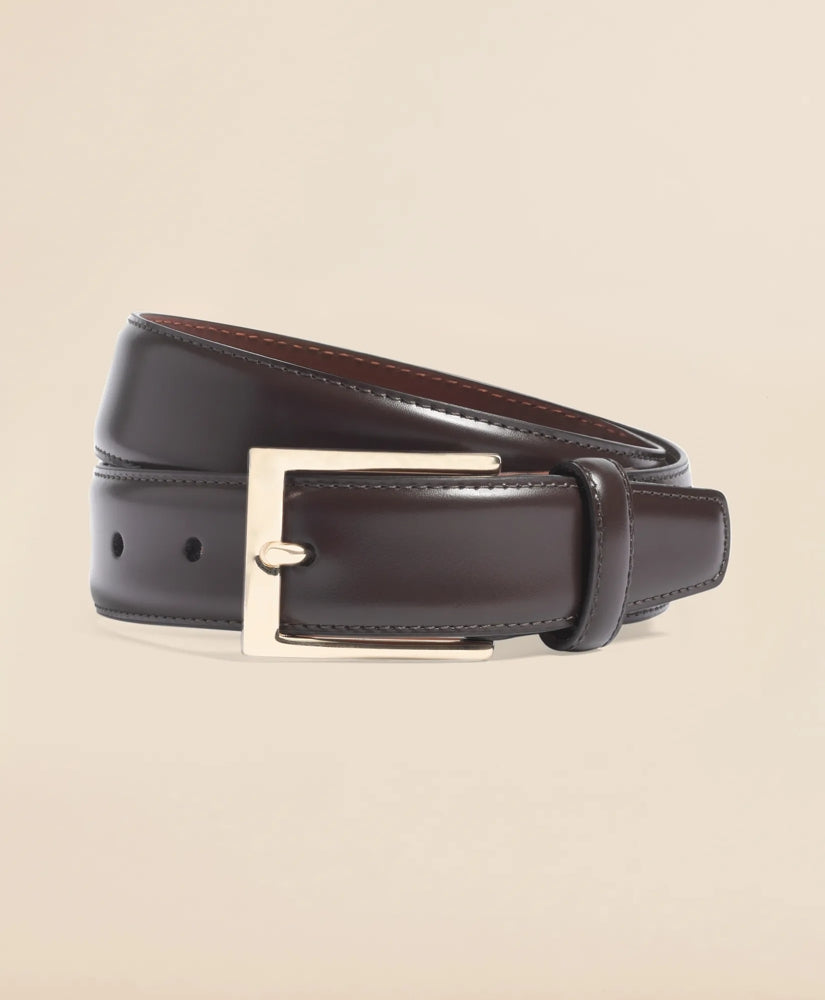 Gold Buckle Leather Dress Belt / Brooks Brothers Men