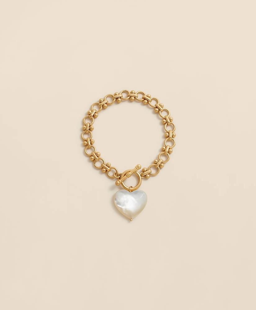 Gold-Toned Mother-of-Pearl Heart Bracelet / Brooks Brothers Women