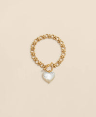 Gold-Toned Mother-of-Pearl Heart Bracelet / Brooks Brothers Women