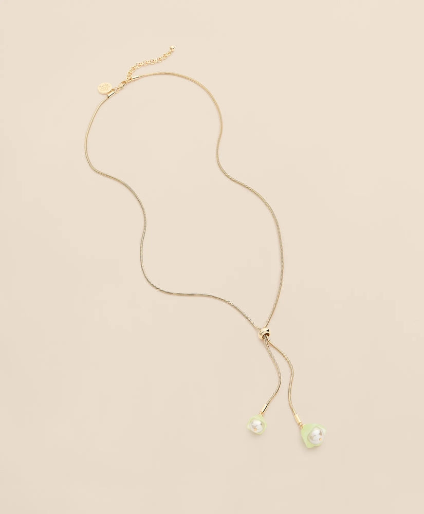 Gold-Tone Faux Pearl Lariat Necklace / Brooks Brothers Women