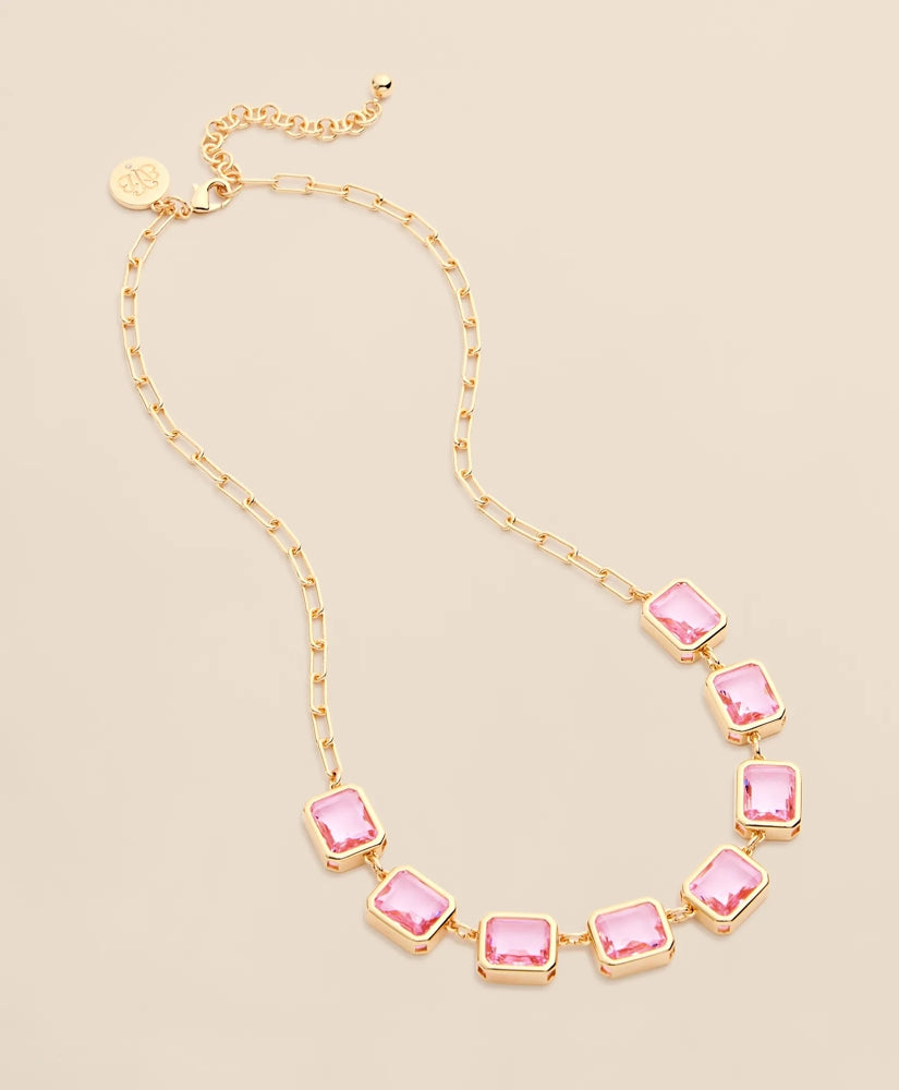 Gold-Tone Pink-Stone Collar Necklace / Brooks Brothers Women