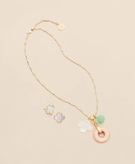 Gold-Tone Stud Earrings & Charm Necklace Set / Brooks Brothers Women