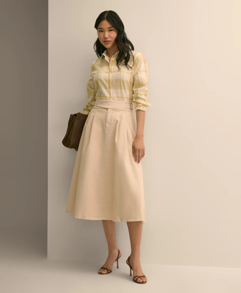Gurkha Pleated Skirt in Cotton Blend / Brooks Brothers Women