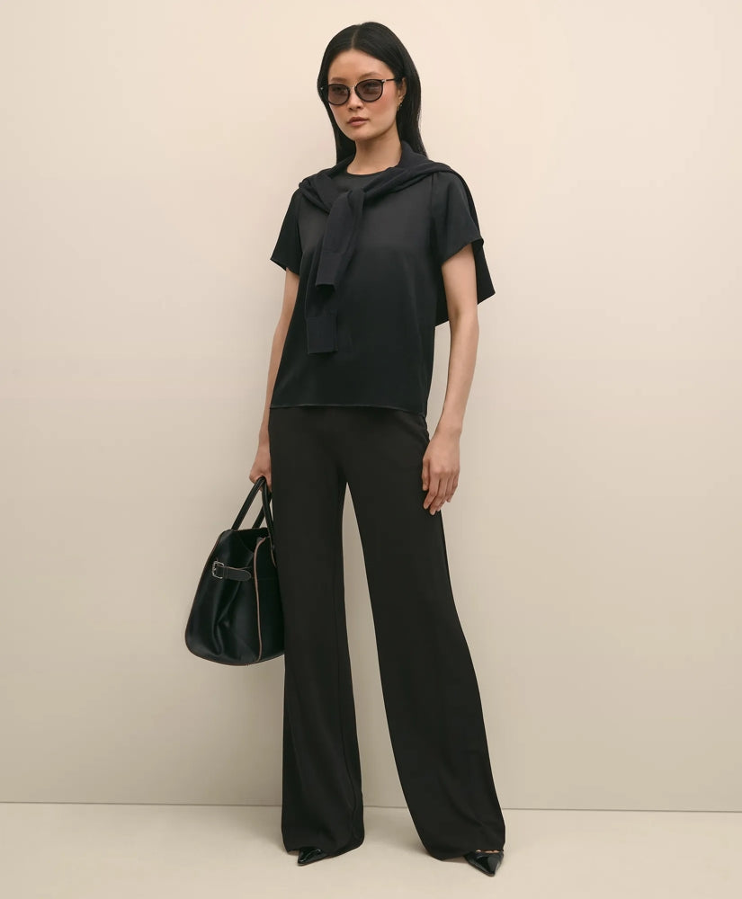 High-Waisted, Elastic Back Matte Jersey Pants / Brooks Brothers Women