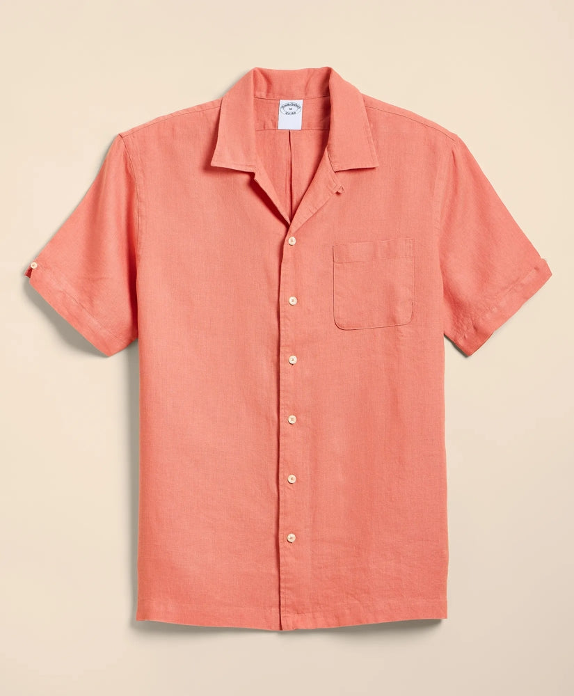 Irish Linen Camp Collar, Short-Sleeve Shirt / Brooks Brothers Shirts