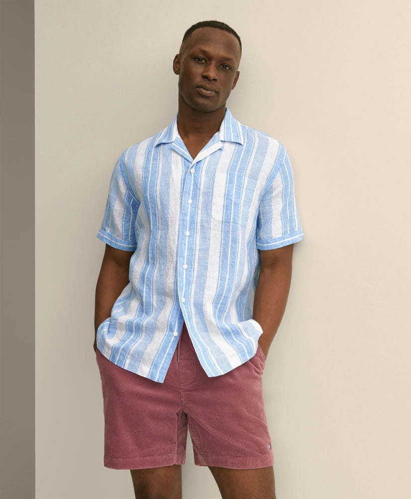 Irish Linen Short-Sleeve Camp Collar Sport Shirt / Brooks Brothers Shirts