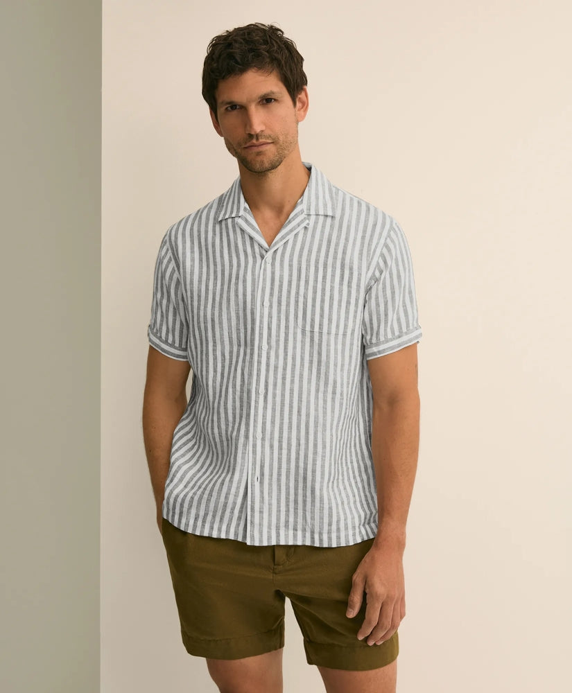 Irish Linen Short-Sleeve Camp Collar Sport Shirt / Brooks Brothers Shirts