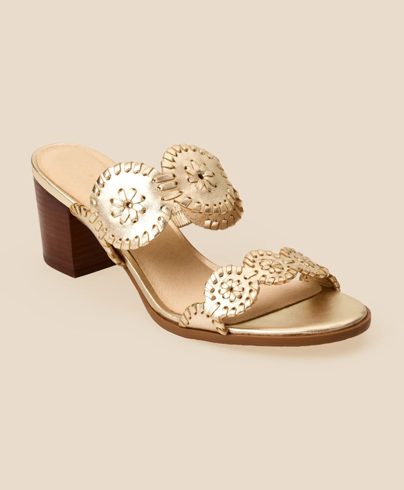 Jack Rogers Lauren Mid-Heel Leather Sandals / Brooks Brothers Women