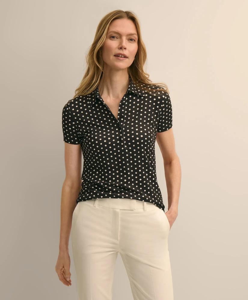 Jersey Dot-Print Polo Shirt / Brooks Brothers Women
