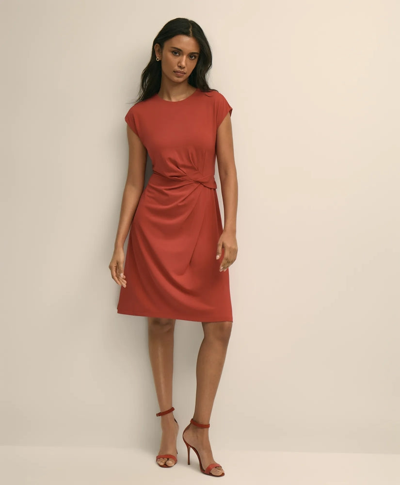 Jersey Cap-Sleeve Twisted-Detail Dress / Brooks Brothers Women