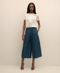 Lyocell-Blend Stripe Wide-Leg Culottes / Brooks Brothers Sale