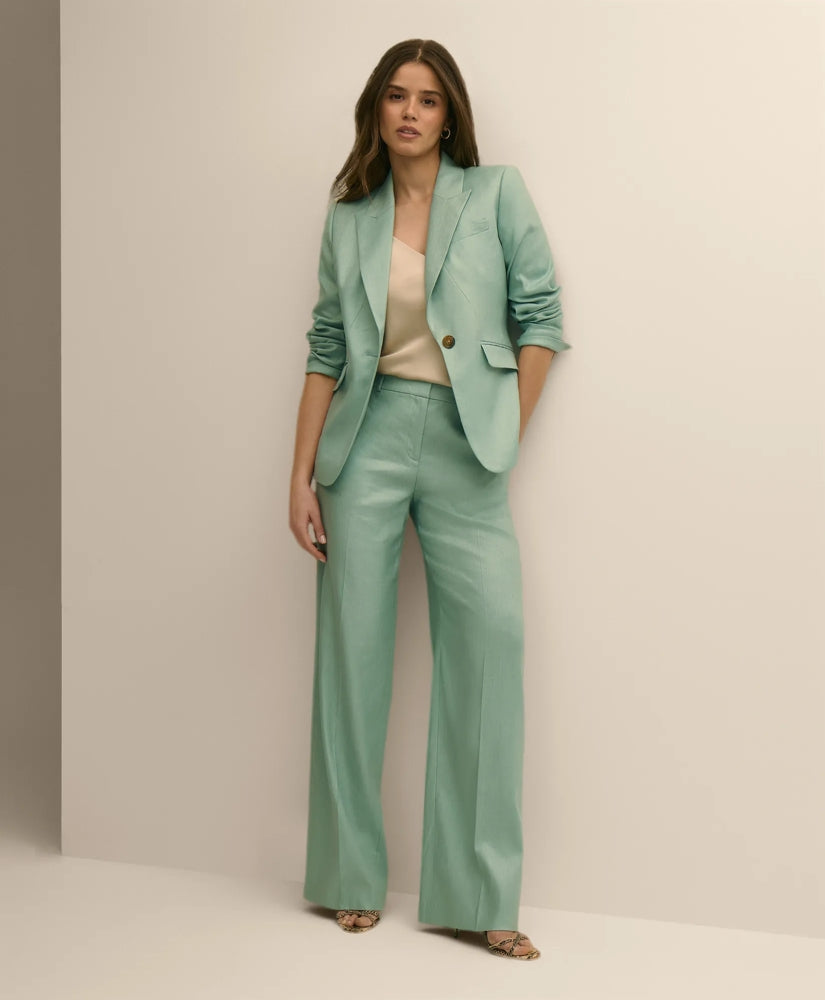 Linen-Blend Wide-Leg Pants / Brooks Brothers Women
