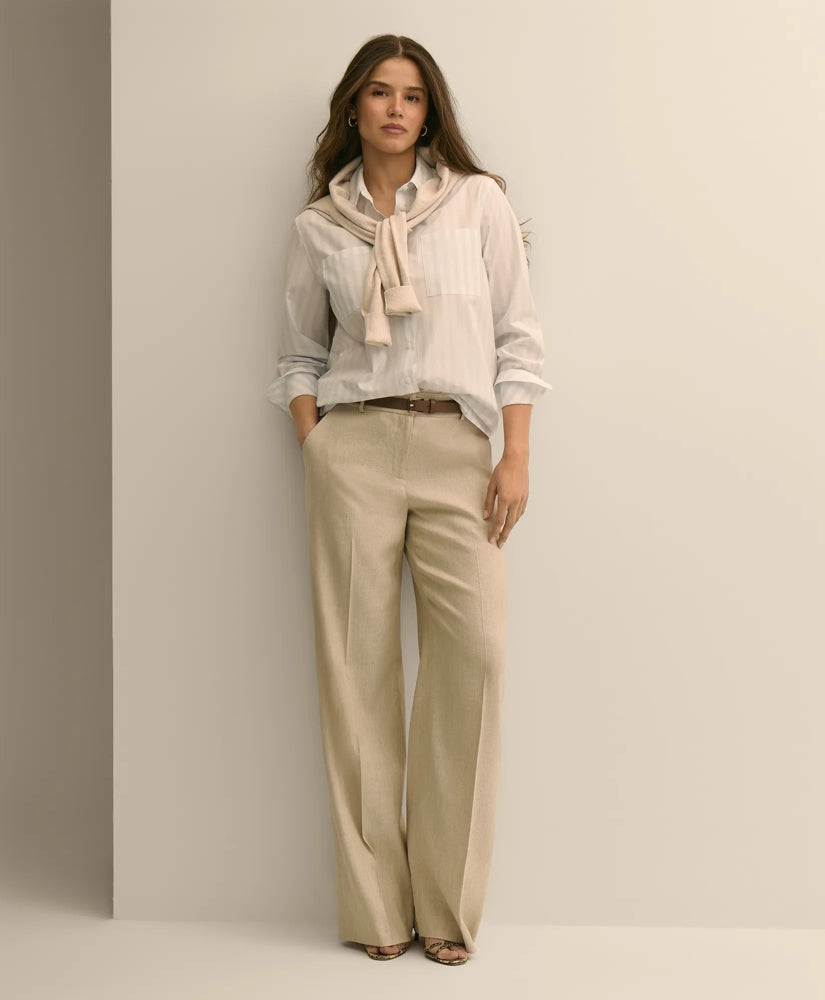 Linen-Blend Wide-Leg Pants / Brooks Brothers Women