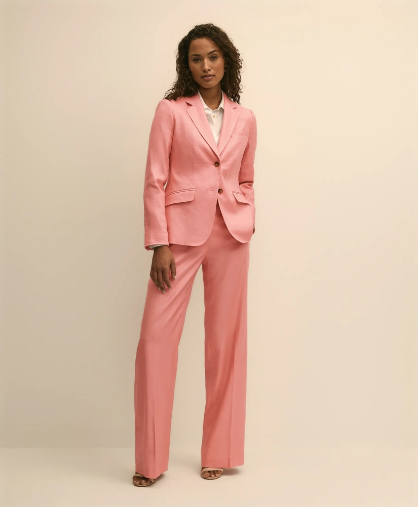 Linen-Blend Wide-Leg Pants / Brooks Brothers Women