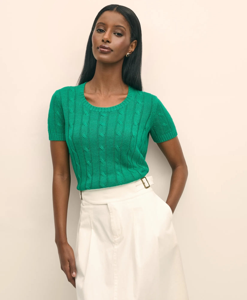 Linen Cable Short-Sleeve Shell / Brooks Brothers Sale