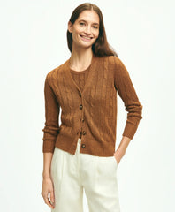 Linen Cable V-Neck Cardigan / Brooks Brothers Sale