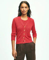 Linen Cable V-Neck Cardigan / Brooks Brothers Sale