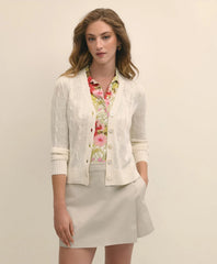 Linen Cable V-Neck Cardigan / Brooks Brothers Sale