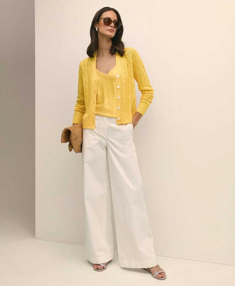 Linen Cable V-Neck Cardigan / Brooks Brothers Sale