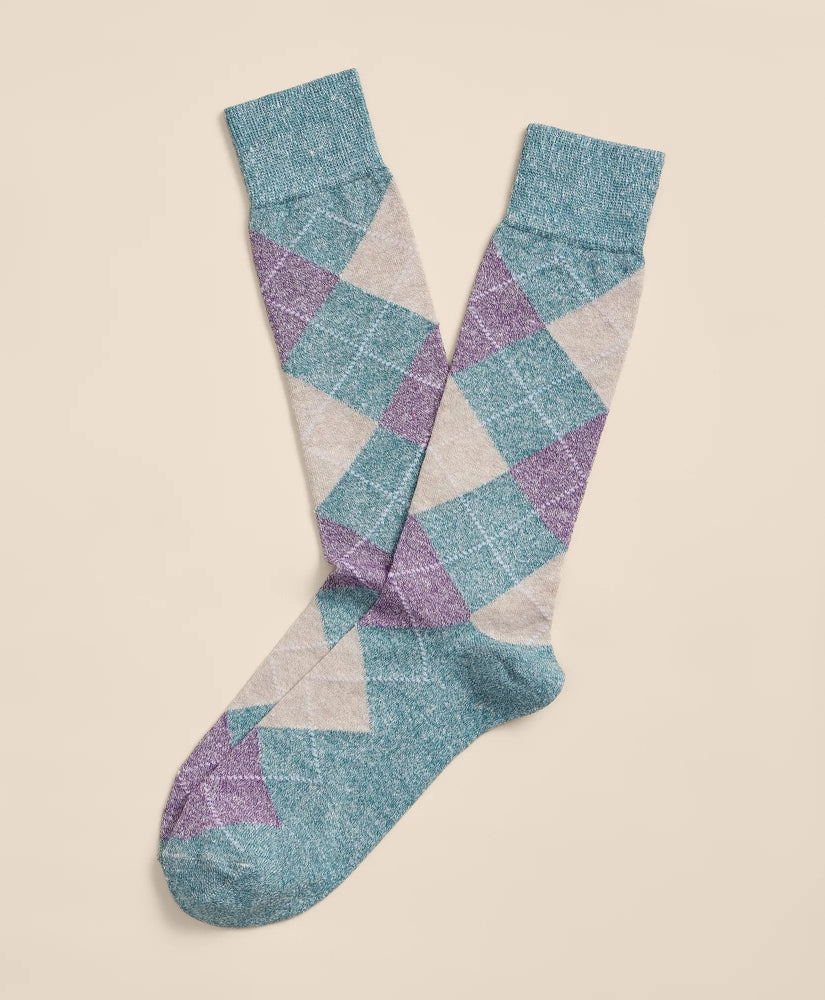 Linen-Cotton Blend Argyle Socks / Brooks Brothers Men
