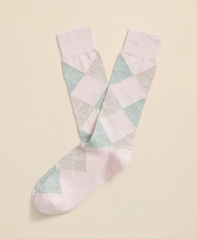 Linen-Cotton Blend Argyle Socks / Brooks Brothers Men