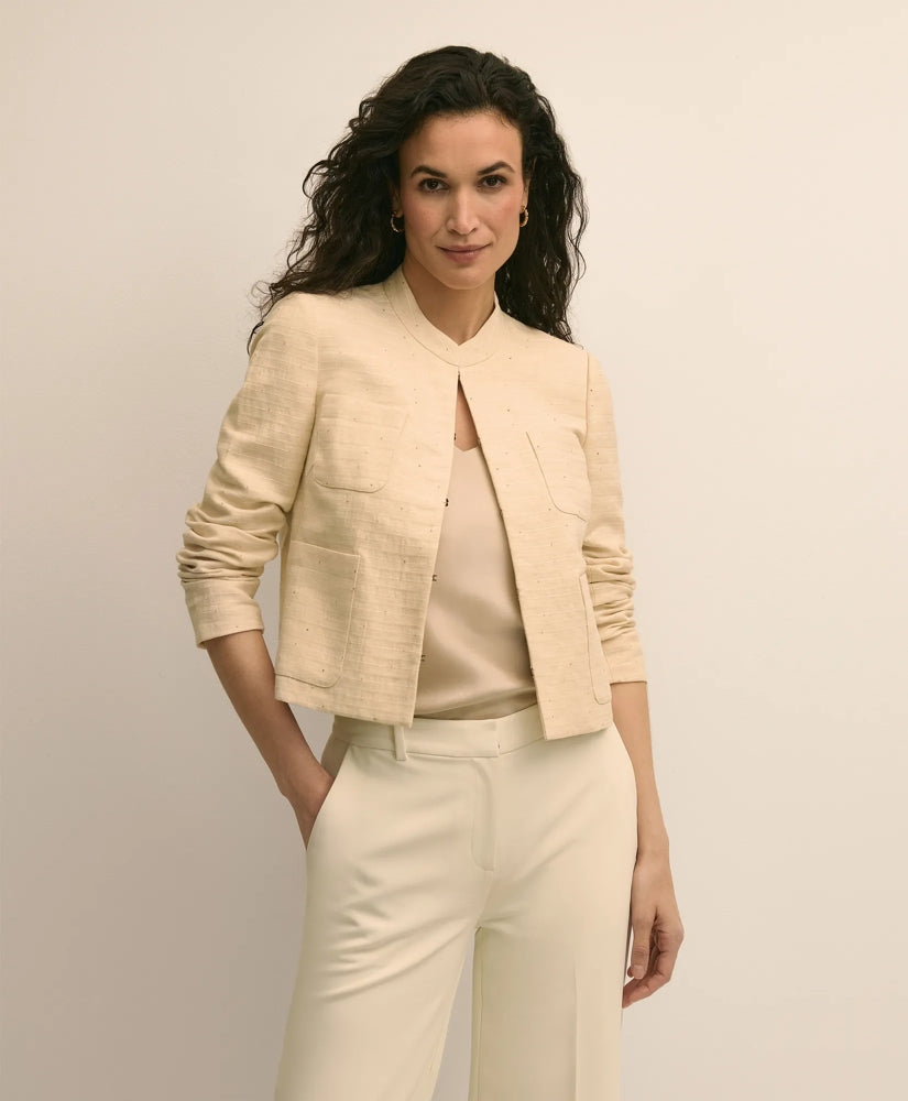 Linen-Cotton Blend Sequin Jacket / Brooks Brothers Women