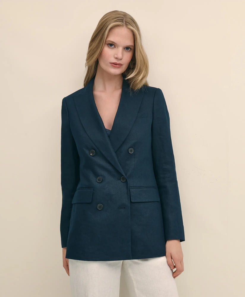 Linen Double-Breasted Peak Lapel Jacket / Brooks Brothers Sale