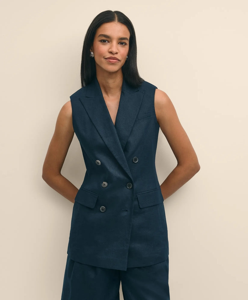 Linen Double-Breasted Peak Lapel Vest / Brooks Brothers Sale