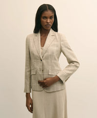 Linen-Wool Blend Windowpane Jacket / Brooks Brothers Women