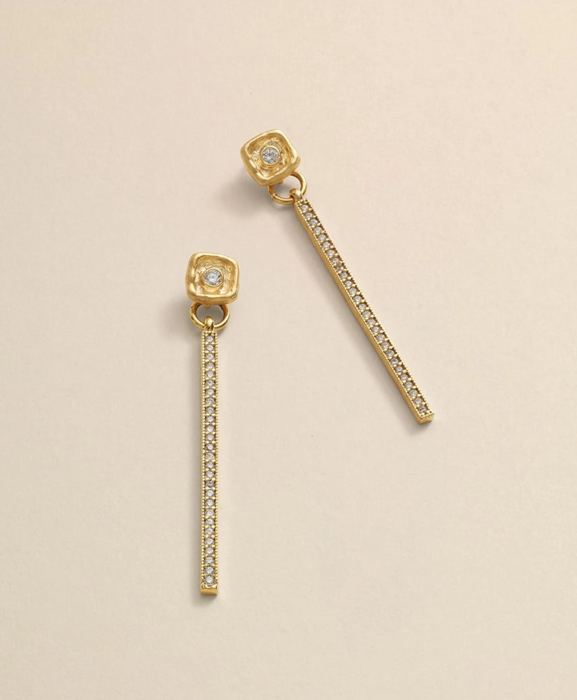 Loni Paul Crystal Bar Earrings in 14K Plated Gold / Brooks Brothers Women