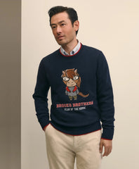 Men's Lunar New Year Merino Wool-Blend Intarsia Crewneck Sweater / Brooks Brothers Sale