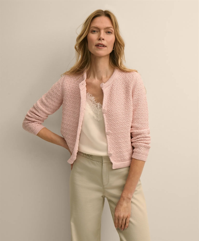 Mercerized Cotton Crochet Sweater Jacket / Brooks Brothers Women