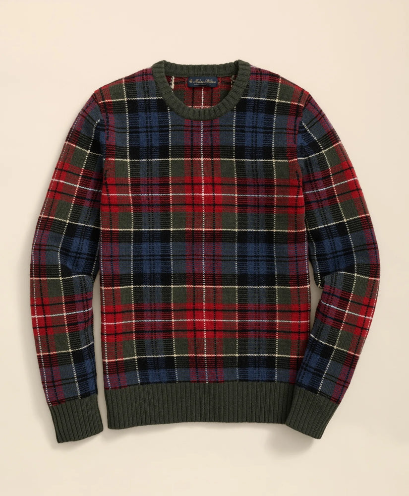 Merino Wool Archive Plaid Intarsia Sweater / Brooks Brothers Sale