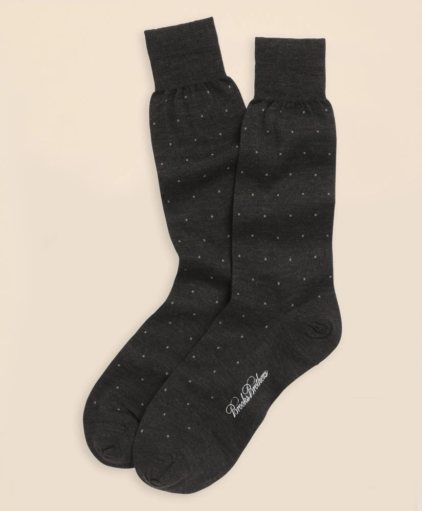 Merino Wool Big Dot Crew Socks / Brooks Brothers Men