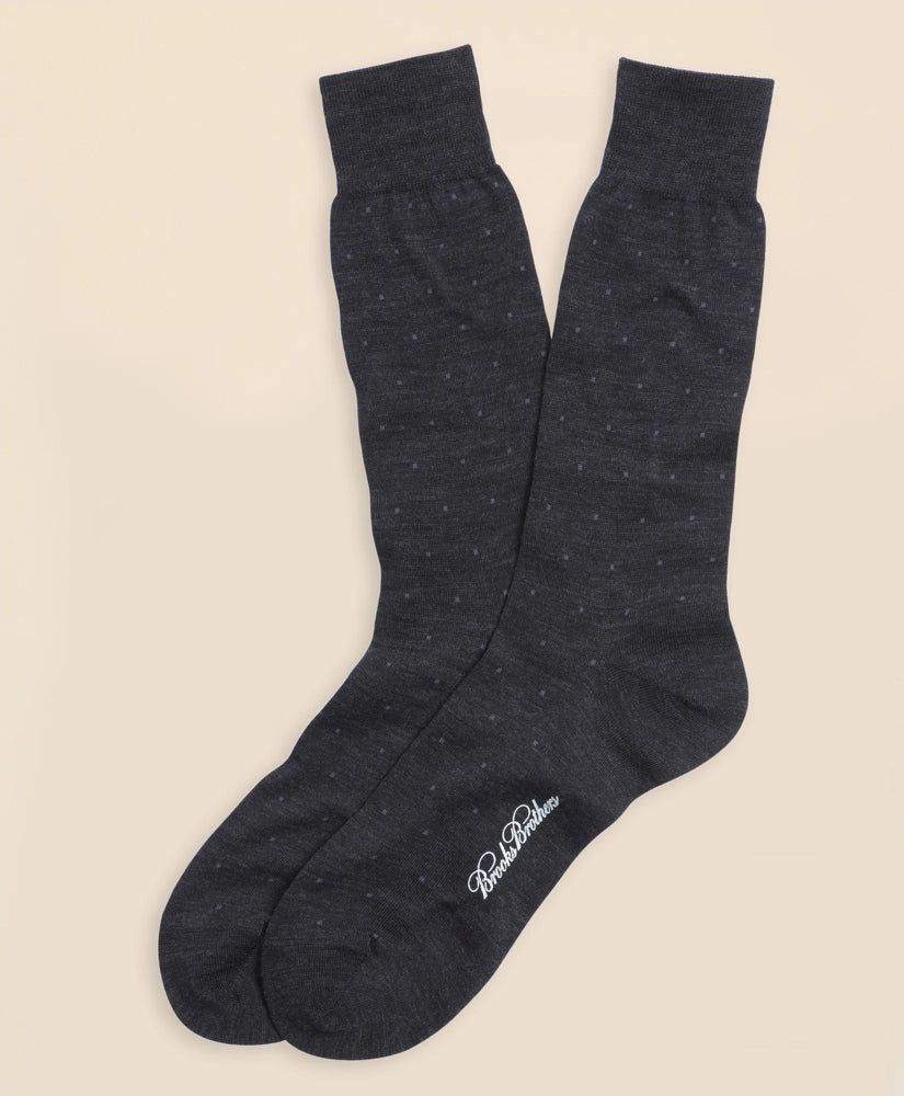 Merino Wool Big Dot Crew Socks / Brooks Brothers Men
